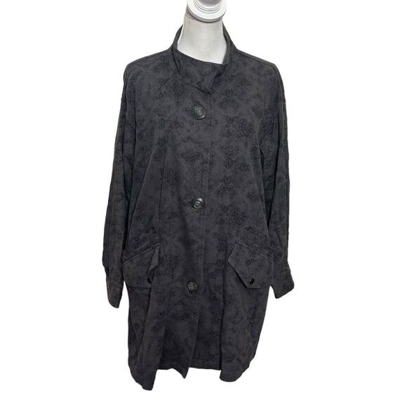 Free People Jacquard Utility Jacket Women’s Size XS Gray Printed Boho Oversized - Picture 2 of 12